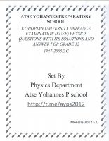 Physics Matric Q. with its solution 1997 2000E.C part one.PDF